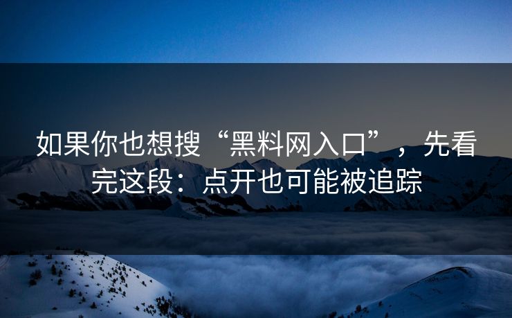 如果你也想搜“黑料网入口”,先看完这段:点开也可能被追踪 如果你也想搜“黑料网入口”,先看完这段:点开也可能被追踪